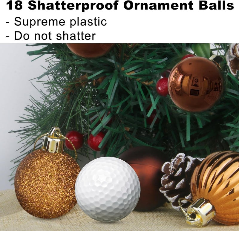 GameXcel Bronze 1.6" Small Christmas Balls Christmas Tree Decoration Ornaments Shatterproof Hanging Balls for Birthday Halloween Holiday Wedding Decorations Set of 18pcs - Image 3